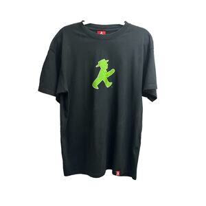 Mens Amplemann Berlin Two Sided Organic Cotton Short Sleeve Black T-Shirt Size L